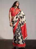 Silk White Casual Wear Weaving Saree